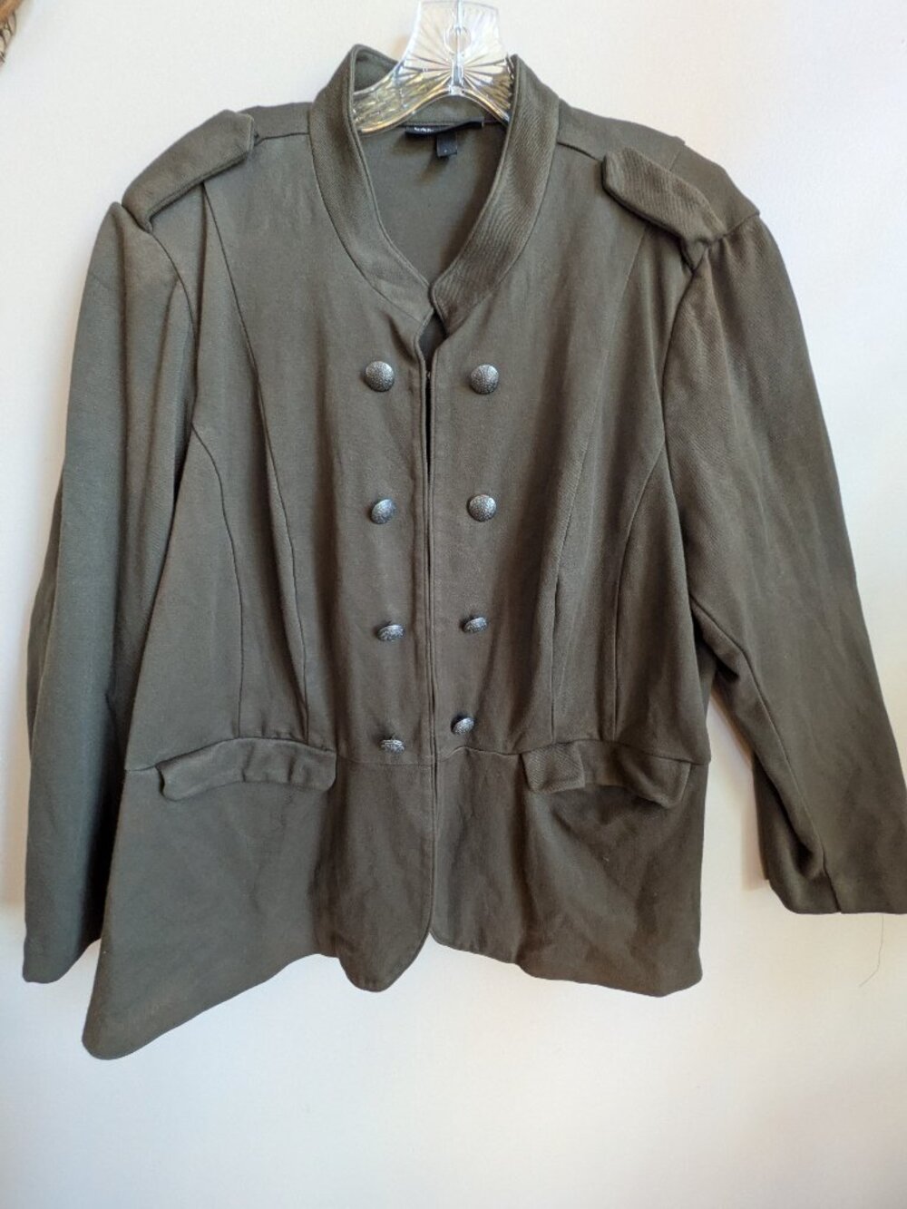 lane Bryant woman's olive green military style jacket clasp button size 28 #753
